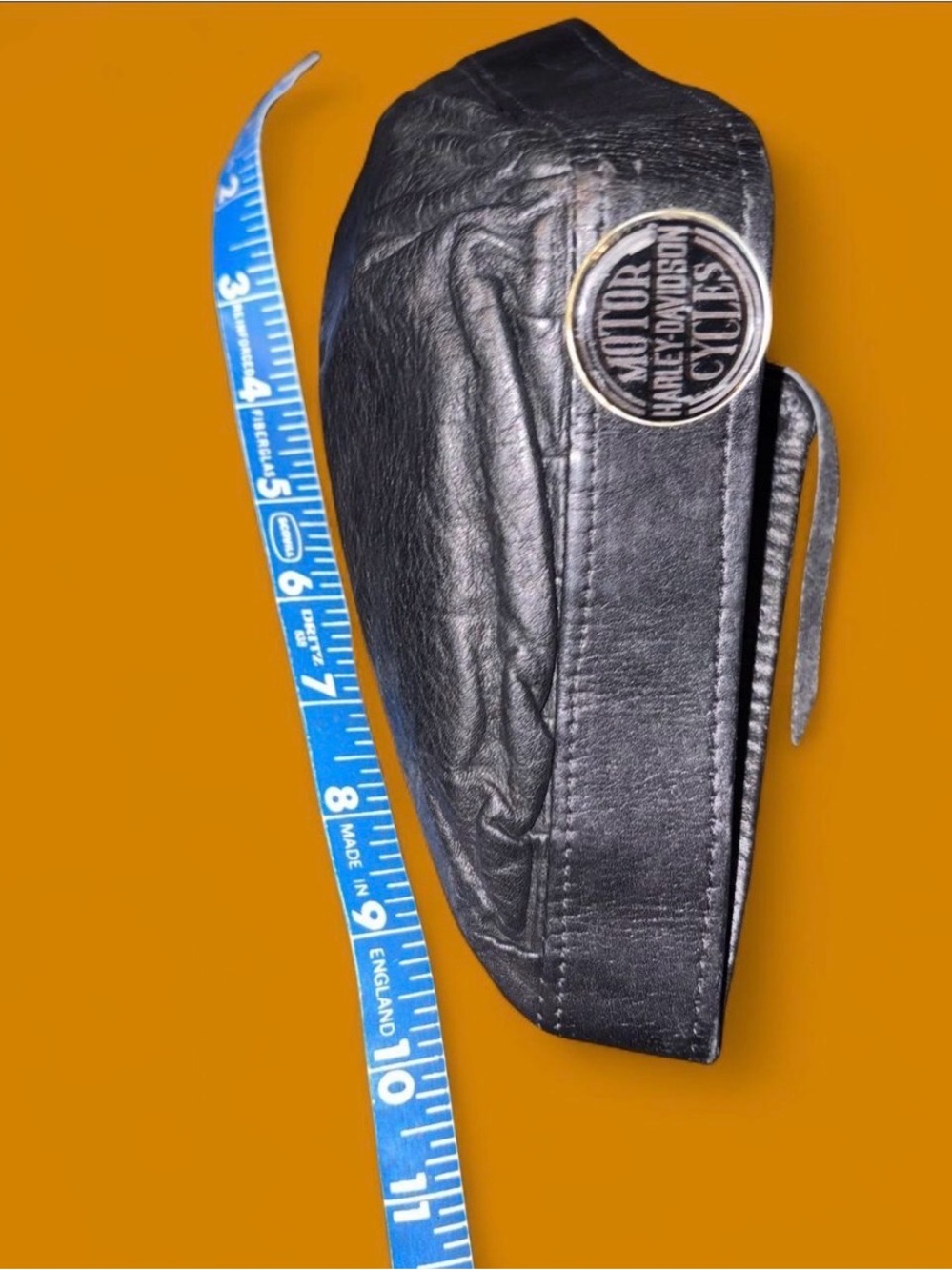 Harley-Davidson Black Leather Cap with Metal Emblem